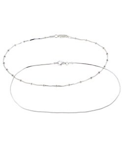 Sterling Silver Snake and Bead Anklet Set
