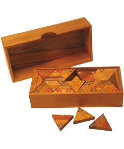 Handcrafted Wood Tri-dominoes Game