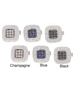 Sterling Silver CZ Square Cuff Links