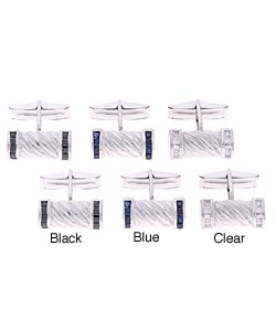 Sterling Silver Cubic Zirconia Tube Cuff Links