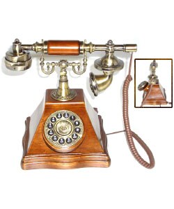 Wood Base Antique-Style Telephone Set
