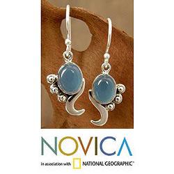 Sterling Silver 'Hindu Harmony' Chalcedony Earrings (India)