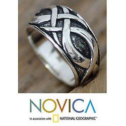 Sterling Silver Men's 'Dragon Art' Ring (Indonesia)