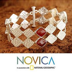 Sterling Silver 'Machu Picchu Dreams' Carnelian Link Bracelet (Peru)