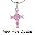 Sterling Silver Color CZ Cross Pendant