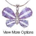 Sterling Silver CZ Butterfly Pendant