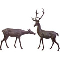 Set of Two Bronze Deer Statues