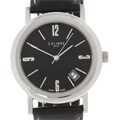 Calibre Men's Black Dial Black Leather Strap Watch