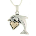 14-kt Gold & Sterling Silver Dolphin Pendant