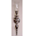 Set of Two Nickel Glass Wall Sconce Candleholders