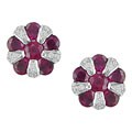 14k White Gold and 1/10ct TDW Diamond Ruby Earrings