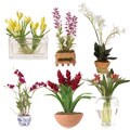 Set of Six Miniature Silk Floral Arrangements