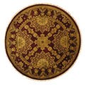 Hand-knotted Lilac Burgundy Wool Rug (8' Round)