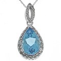 14k Gold 1/4ct TDW Diamond Blue Topaz Pendant