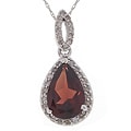 14k White Gold Pear Garnet 1/4ct Diamond Pendant