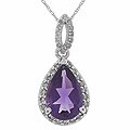 14k White Gold Amethyst 1/4ct TDW Diamond Pendant
