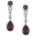 10k White Gold Diamond Rhodolite Teardrop Earrings