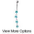 14g Surgical Steel Crystal Star Curved Barbell