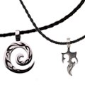 Stainless Steel Tribal Tattoo Swirl Pendant on Cord