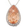 Sterling Silver Champagne CZ Teardrop Pendant