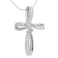 14k White Gold 1/4ct Diamond Cross Pendant