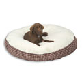 Polyester Sherpa 27-inch Red Plaid Pet Bed