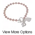Think Pink Cultured Freshwater Pearl Initial Bracelet (7 inch)