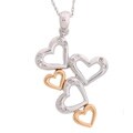 14k Two-Tone Gold Diamond Heart Cluster Pendant