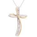14k Two-tone Gold 1/4ct TDW Diamond Cross Pendant