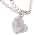 Sterling Silver Rose Quartz Heart Charm Bracelet