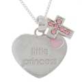Sterling Silver Pink Cubic Zirconia Cross Pendant