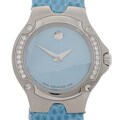 Movado Sports Edition Women's Blue Dial Leather Strap Diamond Watch
