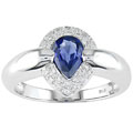 14-kt. White Gold 1/6-ct. TDW Diamond and Sapphire Ring
