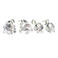 Sterling Silver CZ Heart Two-pair Earring Set