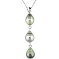 14k White Gold Cultured Tahitian Pearl Pendant