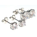 Sterling Silver Basket-set CZ 2-pair Earring Set