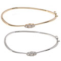 14k Gold & 1/2ct TDW Three-stone Diamond Bangle Bracelet