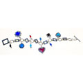 Sterling Silver Colorful Charm Bracelet (Mexico)