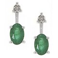 14k White Gold Emerald Diamond Earrings