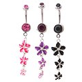 Surgical Steel Enamel Flower Dangle Crystal Curved Barbell