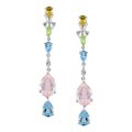 14k Gold 1/10ct TDW Diamond & Multi-gem Earrings