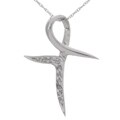 14k White Gold Diamond Twist Pendant