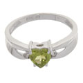 14k White Gold Diamond Accented Peridot Ring