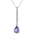 14k White Gold Tanzanite and Diamond Pendant