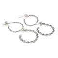 Set of Two Sterling Silver Diamond-cut Hoop Earrings