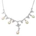 Sterling Silver Cultured Freshwater Pearl CZ Necklace