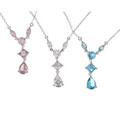 Sterling Silver Colored CZ Necklace