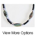 Oval Paua Shell Necklace - Amethyst or Onyx (Thailand)
