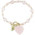 14k Gold & Rose Quartz Toggle Clasp Bracelet