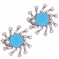 Platinum & 3-3/8ct TDW Diamond Turquoise Earrings